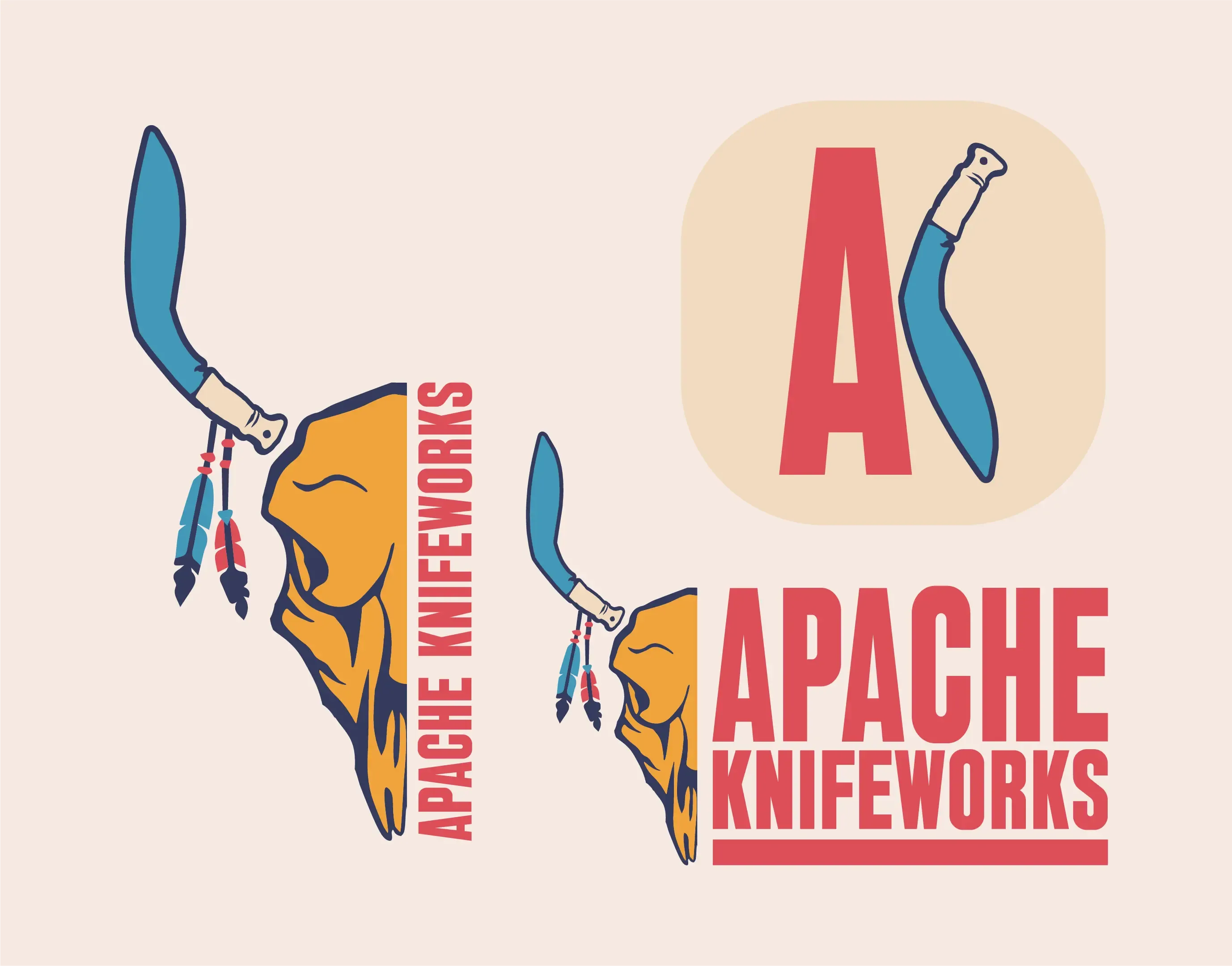 Logo for Apache Knifeworks, a knife business.